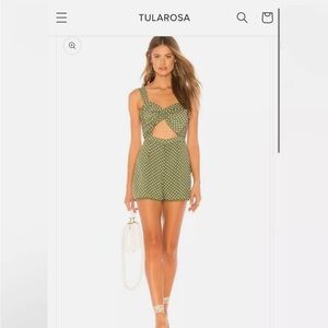 Tularosa Green Polka Dot Bow Romper XS